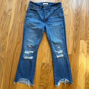 Madewell Cali Demi-Boot kick crop distressed Jean